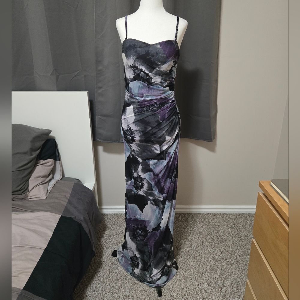 Le Chateau floor length tulle dress.